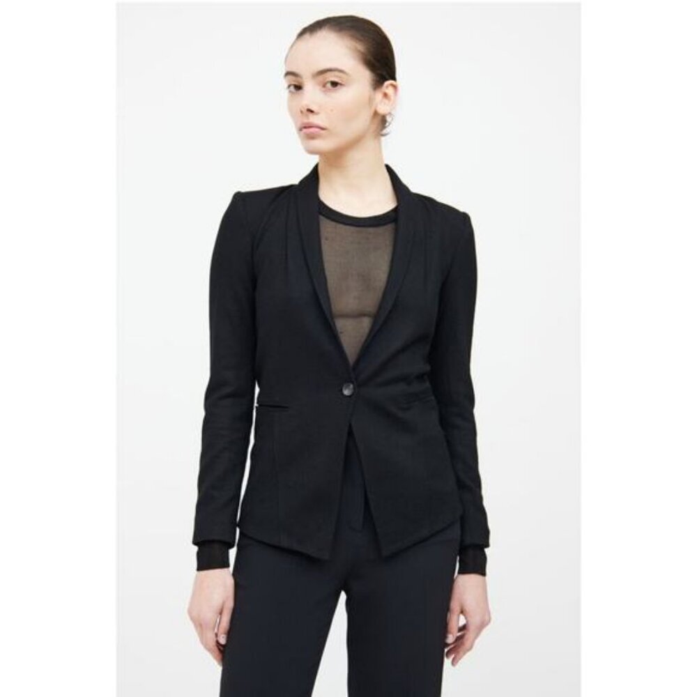HELMUT LANG 100% Wool Button  Blazer Jacket Size Small Black